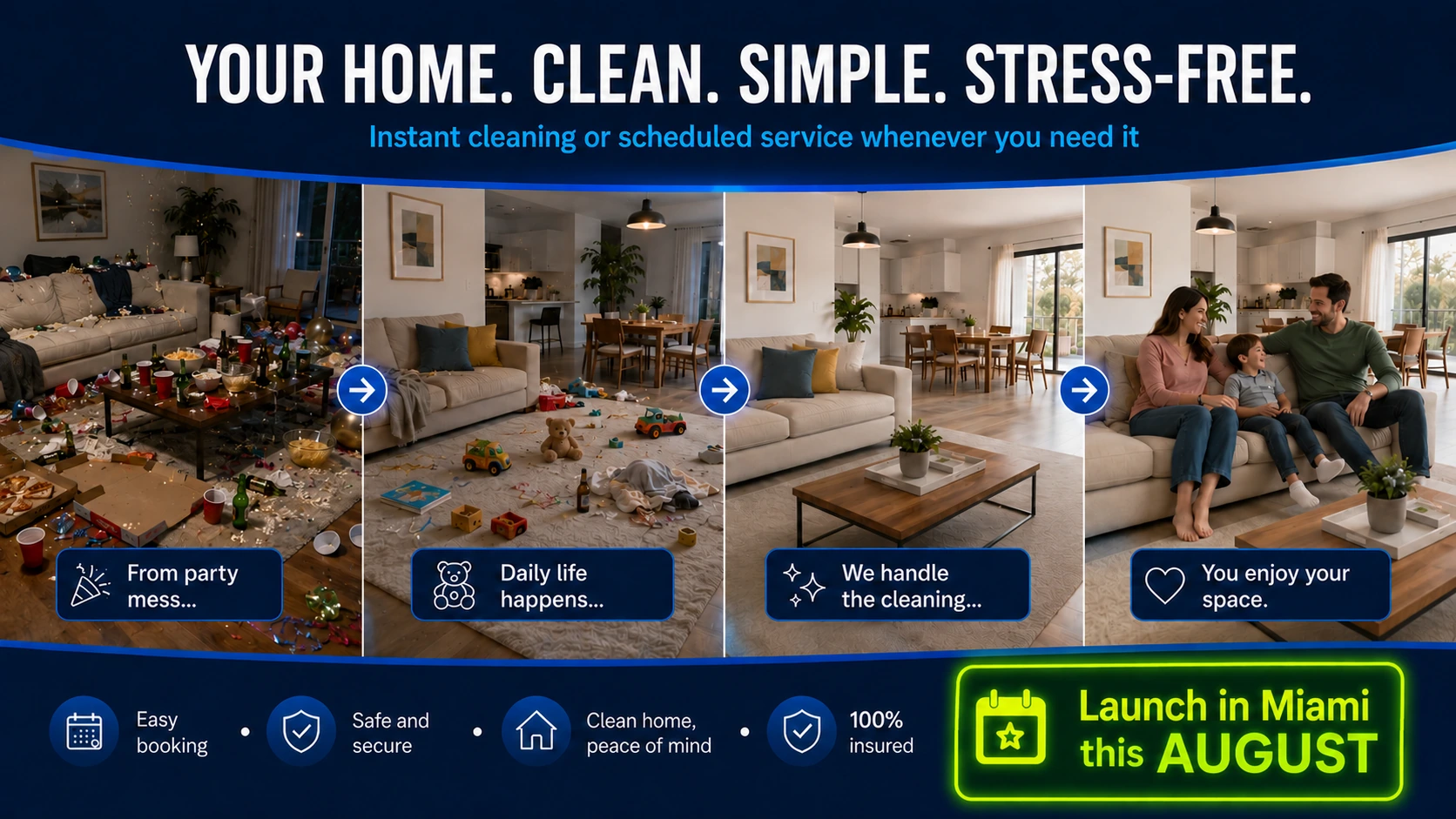 INGClean transforms your home: from a messy space to a clean, orderly house, stress-free. Launching in Miami this August.