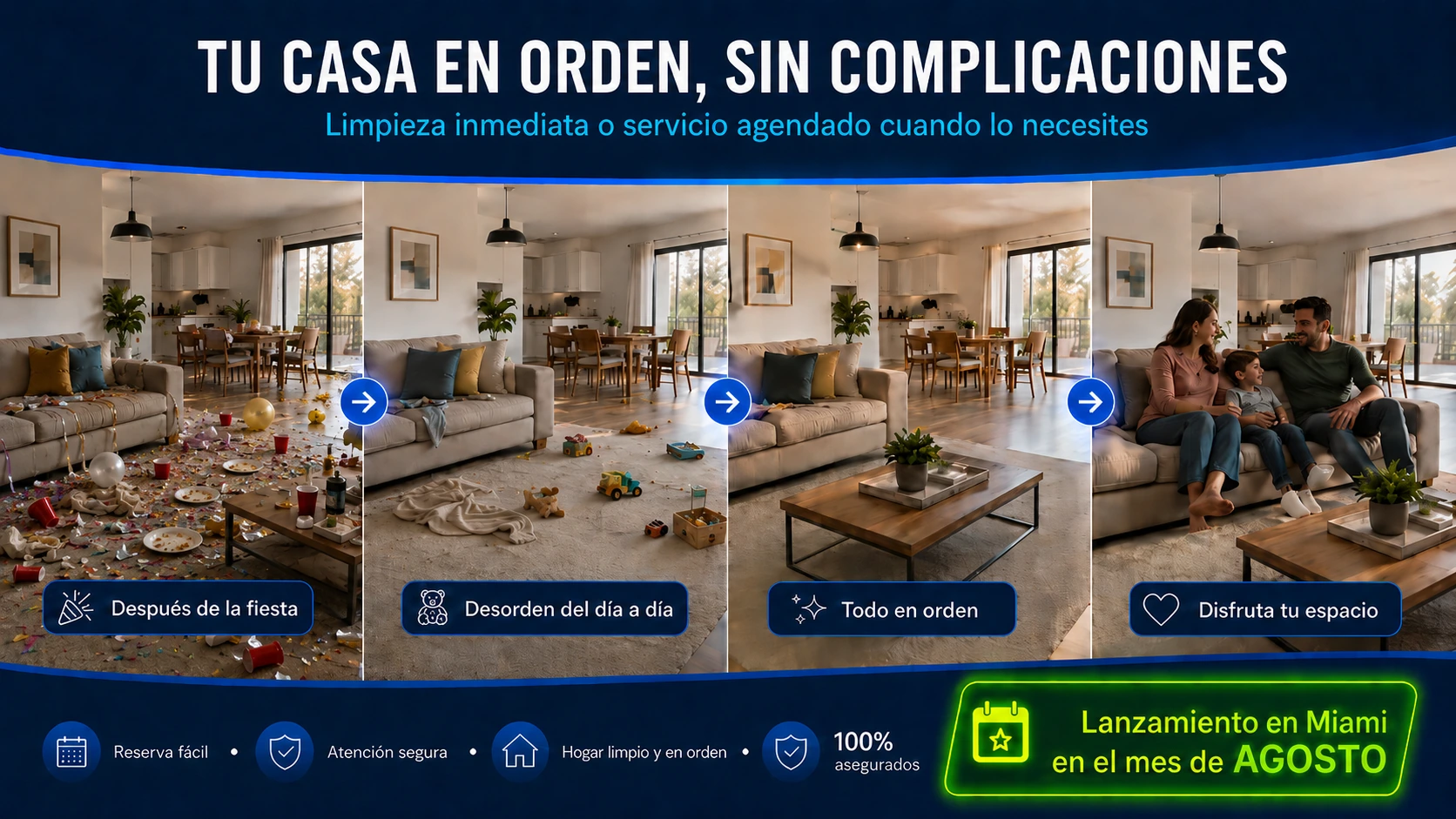 INGClean transforma tu hogar: de un espacio desordenado a una casa limpia y en orden, sin complicaciones. Lanzamiento en Miami en agosto.